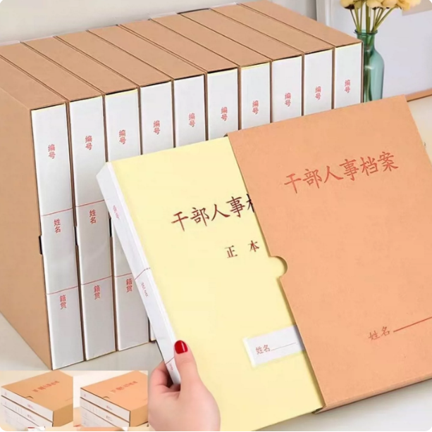 人事档案盒纸质板牛皮纸党员干部廉政档案盒带外壳档案夹办公用品